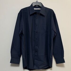 Eccolo Men's Solid Navy Dress Shirt